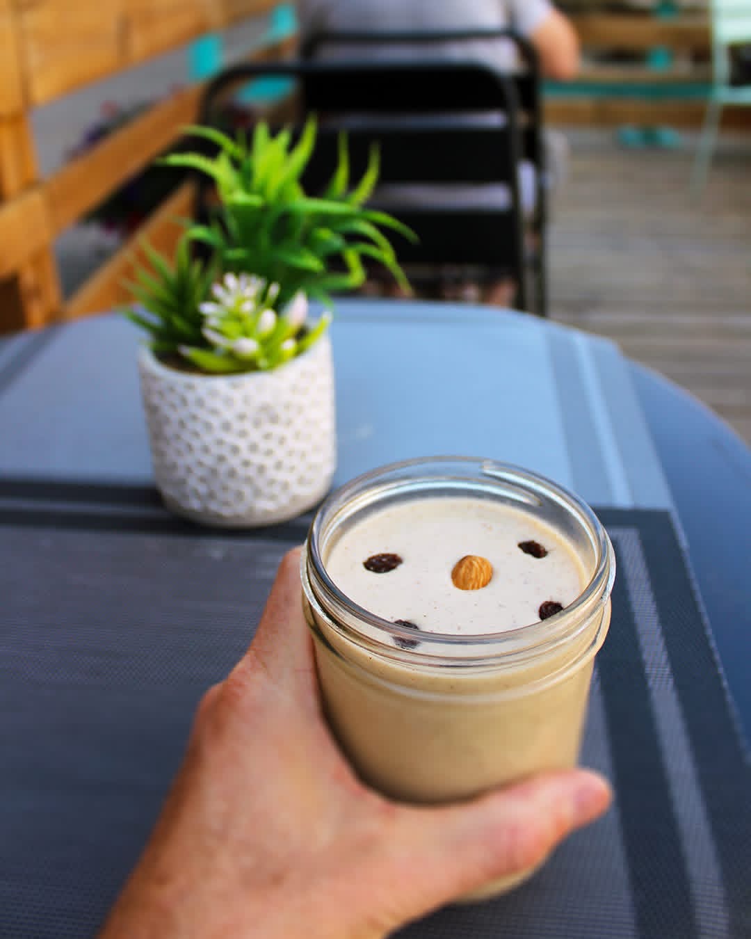 Iced coffee drink on the patio